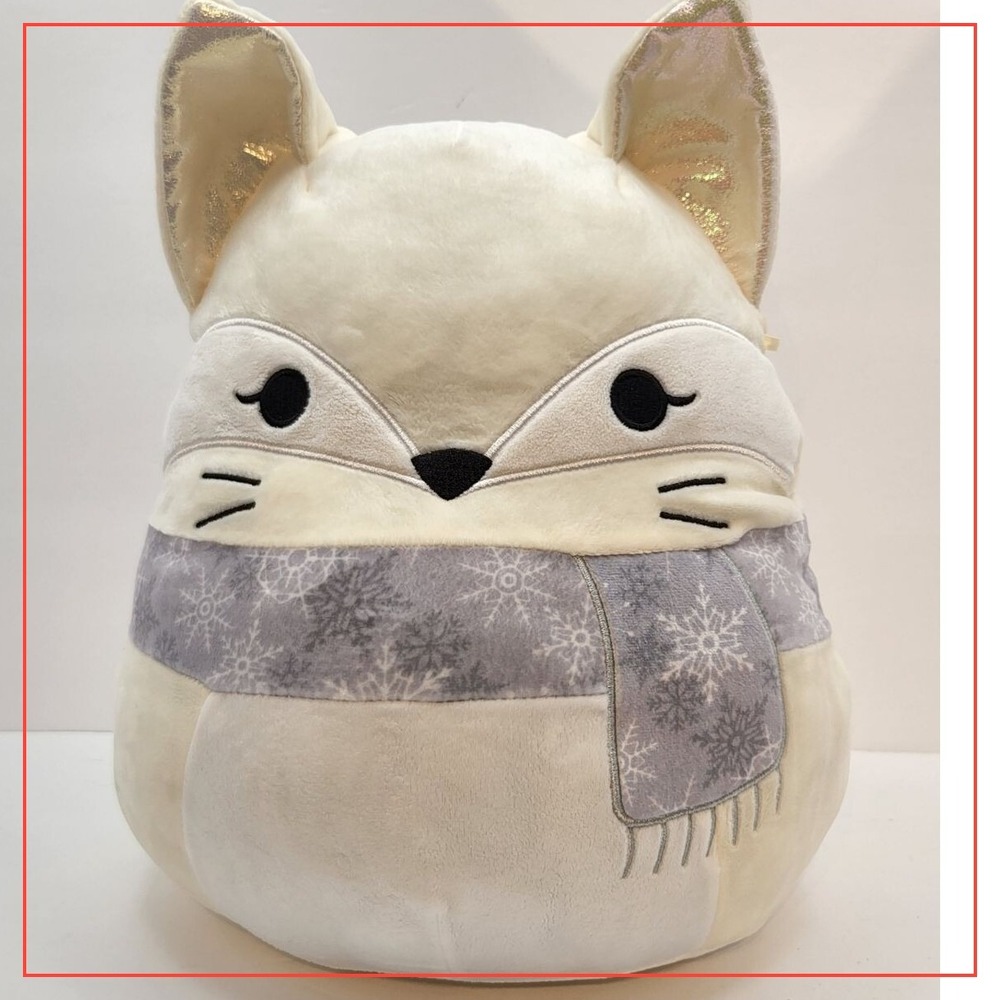 Squishmallow Nadine Artic Fox Plush Stuffed Animal‎ Winter Scarf Holiday 12 Inch